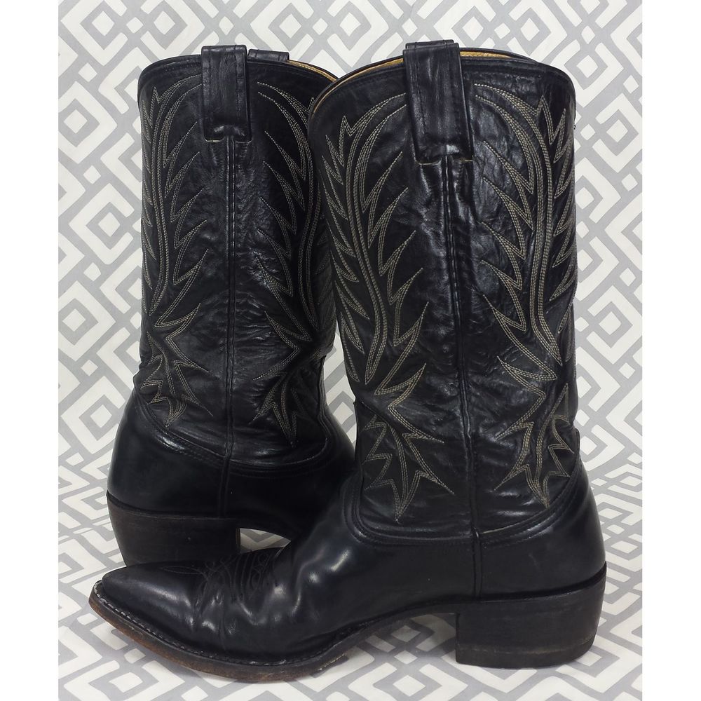 Vtg Nocona Black Leather Western Boots #3277 8.5D - Picture 7 of 13